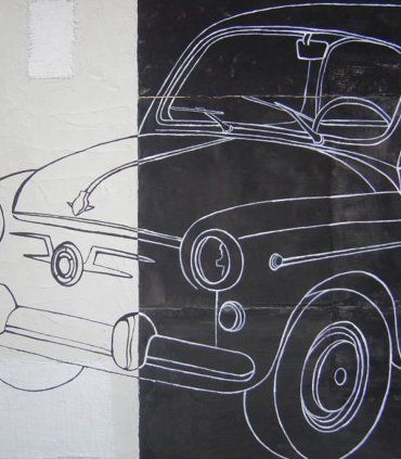 Cuadro Coche 600 Pintura Original, detalle