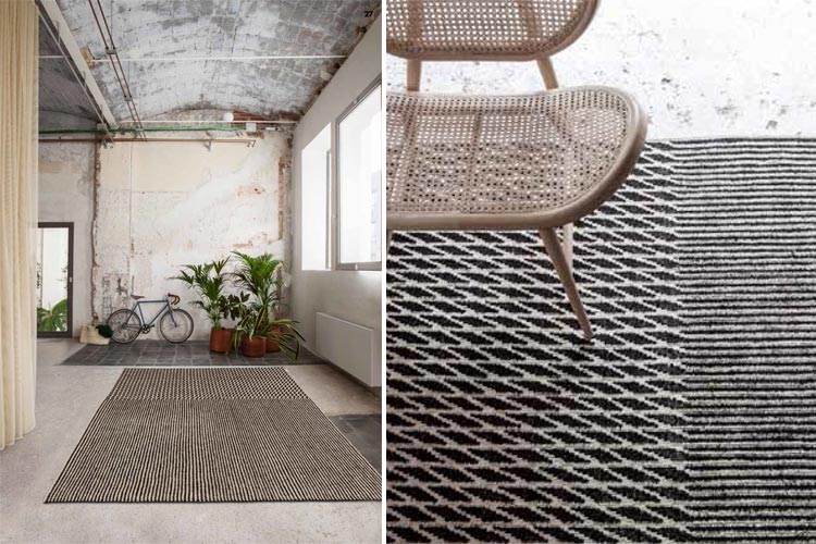 Alfombra de lana 100% Blur negro | Ámbar Muebles