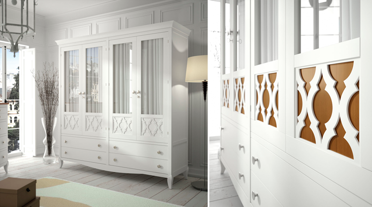 Armario con puertas de cristal y visillos Basilea - Ámbar Muebles