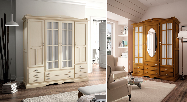 Armario con puertas de cristal Decco (3 y 4 puertas) - Ámbar Muebles