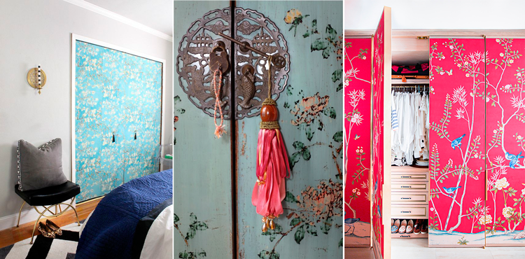 Armarios estampados y entelados con seda - Inspiración Chinoiserie Chic - Pinterest