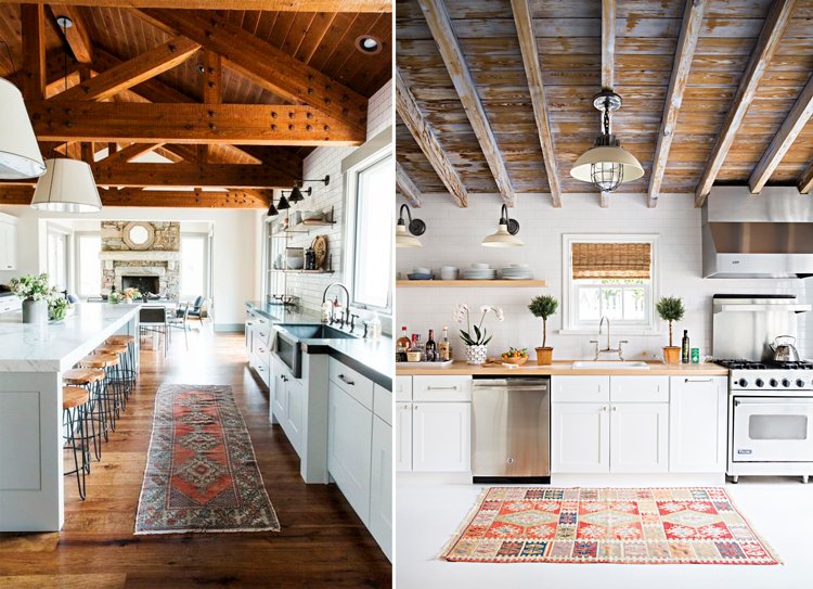 Alfombra kilim para cocina - Decoración rústica contemporánea - Inspiración vía Pinterest
