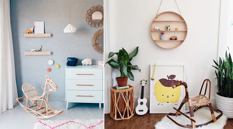 Caballitos de madera, ratán y mimbre para dormitorios infantiles - Inspiración vía Pinterest