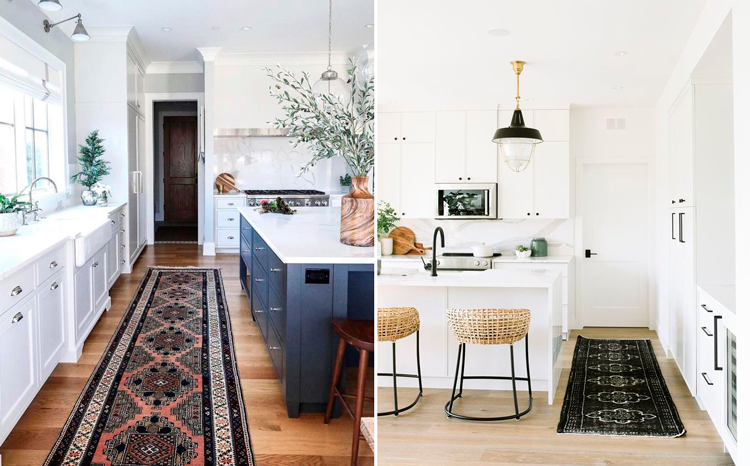 Cocina blanca con kilims alargados para cocina - Inspiración vía Pinterest