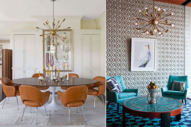 Ambientes de inspiración retro, decorados e iluminados con una lámpara Sputnik - Pinterest