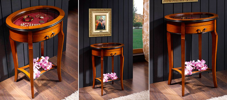 Mesa auxiliar expositora oval Sadoye - Ámbar Muebles