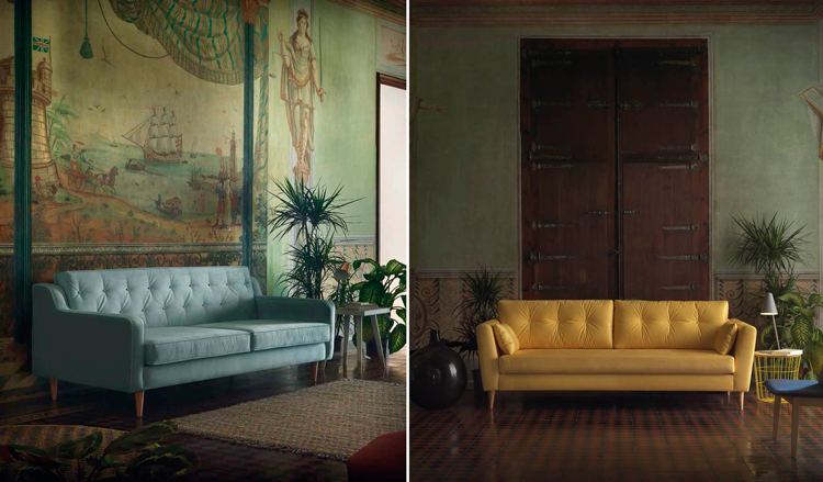 1. Sofá de diseño Yarí | 2. Sofá de diseño vintage Atrato en Ámbar Muebles