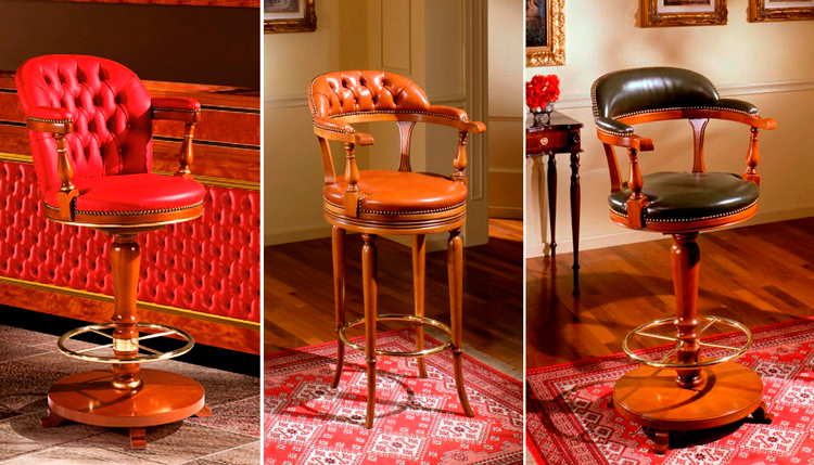 Taburetes altos de piel capitoné en Ámbar Muebles - 1. Salves | 2. Elose Capitoné | 3. Elose Liso