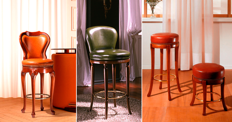 Taburetes de piel clásicos para despacho en Ámbar Muebles - 1. Araden | 2. Meniste | 3. Latos