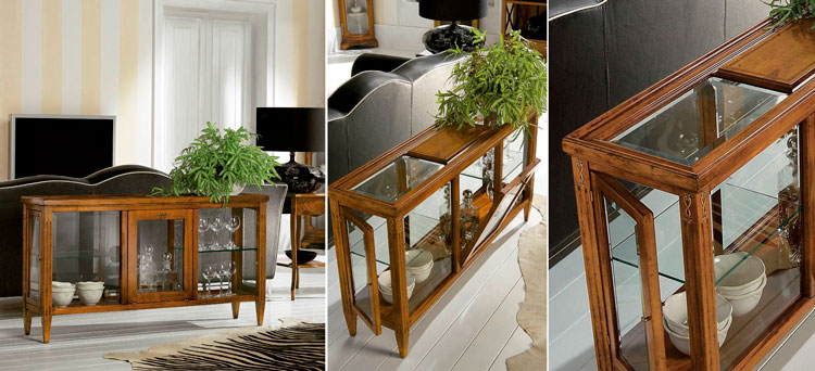 Vitrina baja clásica trasera sofá Paulen - Ámbar Muebles