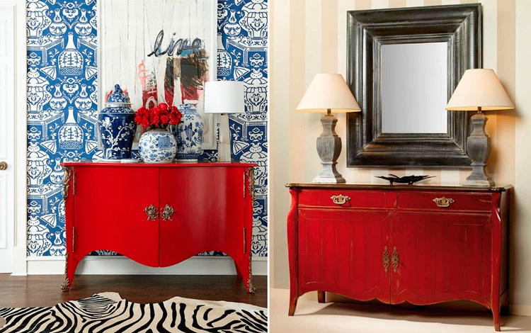 Aparador clásico decorado en rojo C16 - Ámbar Muebles