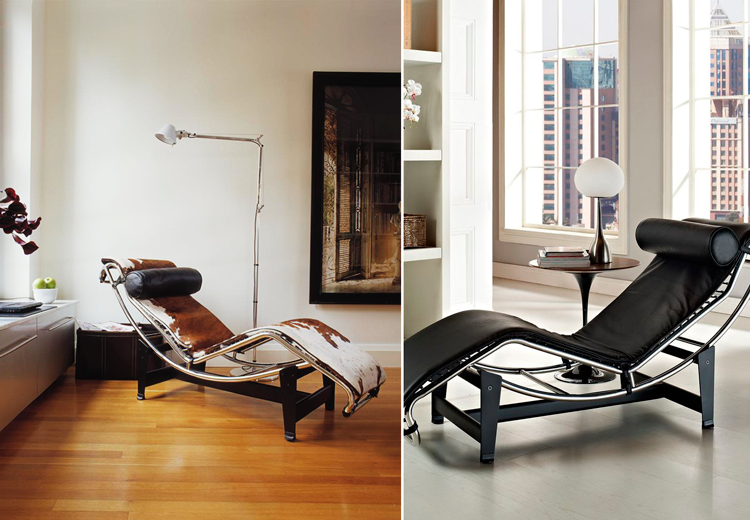 Chaise longue LC4 de Le Corbusier - Piel potro y negro - Sheraton en Ámbar Muebles
