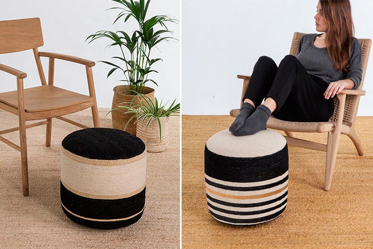 Pouf Kilim negro de Nanimarquina | Ambar Muebles