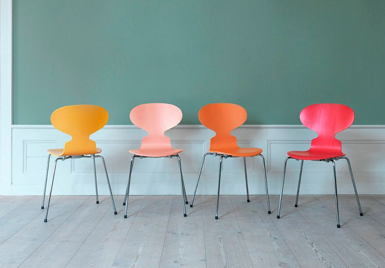 Silla Hormiga de Arne Jacobsen en colores - Combinaciones - Inspiración: Pinterest