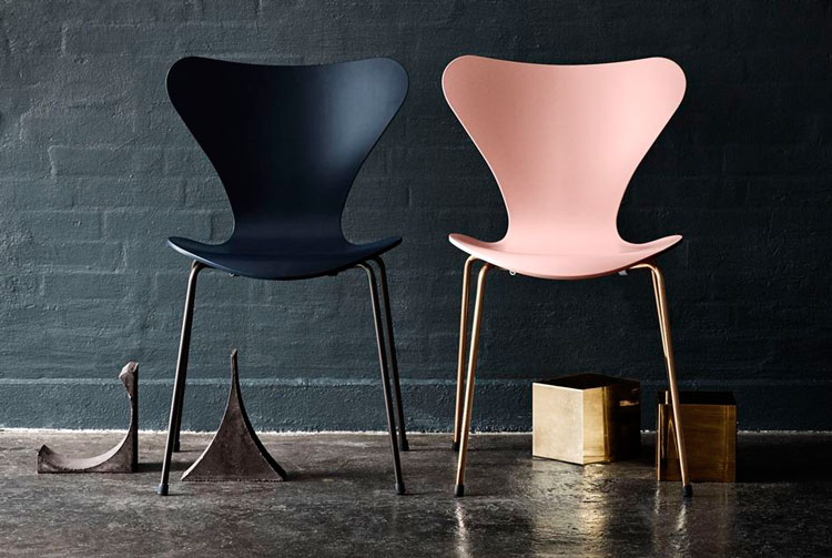 Silla Serie 7 de Arne Jacobsen en dos colores - Inspiración: Pinterest