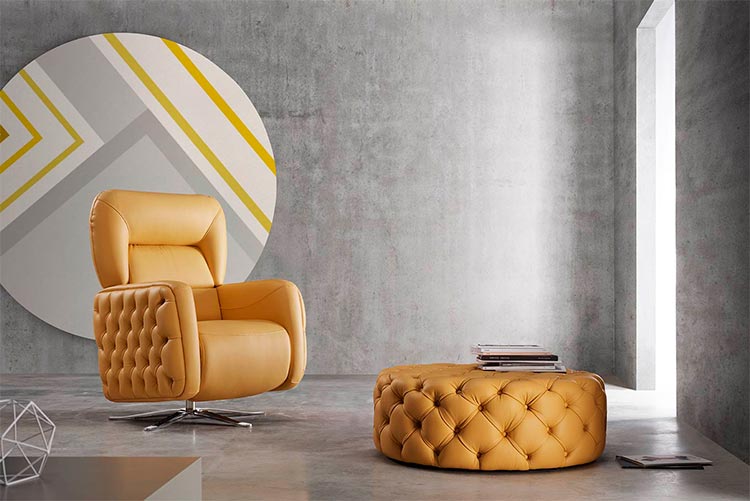 Sillón relax giratorio con capitoné Reisen | Ámbar Muebles